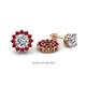 1 - Florice Round Ruby Flower Jacket Earrings 
