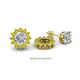 1 - Florice Round Yellow Diamond Flower Jacket Earrings 