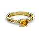 4 - Cael Classic 6.50 mm Round Citrine Solitaire Engagement Ring 