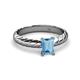2 - Eudora Classic 7x5 mm Emerald Shape Blue Topaz Solitaire Engagement Ring 