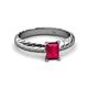 2 - Eudora Classic 7x5 mm Emerald Shape Ruby Solitaire Engagement Ring 