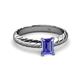 2 - Eudora Classic 7x5 mm Emerald Shape Tanzanite Solitaire Engagement Ring 