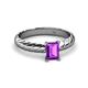 2 - Eudora Classic 7x5 mm Emerald Shape Amethyst Solitaire Engagement Ring 