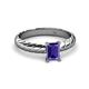 2 - Eudora Classic 7x5 mm Emerald Shape Iolite Solitaire Engagement Ring 