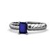 1 - Eudora Classic 7x5 mm Emerald Shape Blue Sapphire Solitaire Engagement Ring 