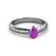 2 - Eudora Classic Pear Cut Amethyst Solitaire Engagement Ring 