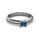 2 - Eudora Classic 5.5 mm Princess Cut London Blue Topaz Solitaire Engagement Ring 