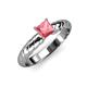 3 - Eudora Classic 5.5 mm Princess Cut Pink Tourmaline Solitaire Engagement Ring 