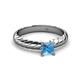 2 - Eudora Classic 5.5 mm Princess Cut Blue Topaz Solitaire Engagement Ring 
