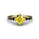 1 - Alicia Princess Cut Lab Created Yellow Sapphire and Black Diamond Engagement Ring 