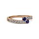 2 - Orane Blue Sapphire with Side Diamonds Bypass Ring 