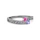 2 - Orane Pink Sapphire and Tanzanite with Side Diamonds Bypass Ring 