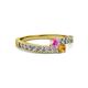 2 - Orane Pink Sapphire and Citrine with Side Diamonds Bypass Ring 
