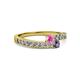 2 - Orane Pink Sapphire and Iolite with Side Diamonds Bypass Ring 