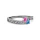2 - Orane Pink Sapphire and Blue Topaz with Side Diamonds Bypass Ring 