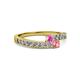 2 - Orane Pink Sapphire and Pink Tourmaline with Side Diamonds Bypass Ring 