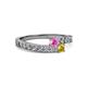 2 - Orane Pink and Yellow Sapphire with Side Diamonds Bypass Ring 