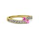 2 - Orane Pink Sapphire with Side Diamonds Bypass Ring 