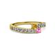 2 - Orane Citrine and Pink Sapphire with Side Diamonds Bypass Ring 