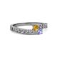 2 - Orane Citrine and Tanzanite with Side Diamonds Bypass Ring 