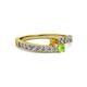 2 - Orane Citrine and Peridot with Side Diamonds Bypass Ring 