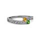2 - Orane Citrine and Green Garnet with Side Diamonds Bypass Ring 