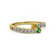 2 - Orane Citrine and Green Garnet with Side Diamonds Bypass Ring 