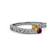 2 - Orane Citrine and Ruby with Side Diamonds Bypass Ring 
