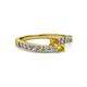 2 - Orane Citrine and Yellow Sapphire with Side Diamonds Bypass Ring 