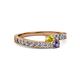 2 - Orane Yellow Sapphire and Iolite with Side Diamonds Bypass Ring 