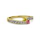 2 - Orane Yellow Sapphire and Rhodolite Garnet with Side Diamonds Bypass Ring 