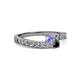 2 - Orane Tanzanite and Black Diamond with Side Diamonds Bypass Ring 