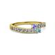 2 - Orane Tanzanite and Aquamarine with Side Diamonds Bypass Ring 