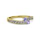 2 - Orane Tanzanite with Side Diamonds Bypass Ring 