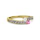2 - Orane White and Pink Sapphire with Side Diamonds Bypass Ring 