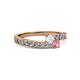 2 - Orane White Sapphire and Pink Tourmaline with Side Diamonds Bypass Ring 
