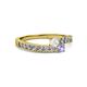 2 - Orane White Sapphire and Tanzanite with Side Diamonds Bypass Ring 