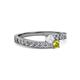 2 - Orane White Sapphire and Yellow Diamond with Side Diamonds Bypass Ring 