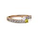 2 - Orane White Sapphire and Yellow Diamond with Side Diamonds Bypass Ring 