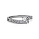 2 - Orane White Sapphire and Diamond with Side Diamonds Bypass Ring 