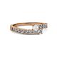 2 - Orane White Sapphire and Diamond with Side Diamonds Bypass Ring 