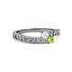 2 - Orane White Sapphire and Peridot with Side Diamonds Bypass Ring 