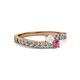 2 - Orane White Sapphire and Rhodolite Garnet with Side Diamonds Bypass Ring 