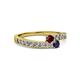 2 - Orane Ruby and Blue Sapphire with Side Diamonds Bypass Ring 