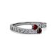 2 - Orane Ruby and Red Garnet with Side Diamonds Bypass Ring 