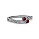 2 - Orane Ruby with Side Diamonds Bypass Ring 