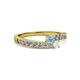 2 - Orane Aquamarine and White Sapphire with Side Diamonds Bypass Ring 