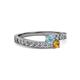 2 - Orane Aquamarine and Citrine with Side Diamonds Bypass Ring 