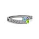 2 - Orane Aquamarine and Peridot with Side Diamonds Bypass Ring 