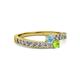 2 - Orane Aquamarine and Peridot with Side Diamonds Bypass Ring 